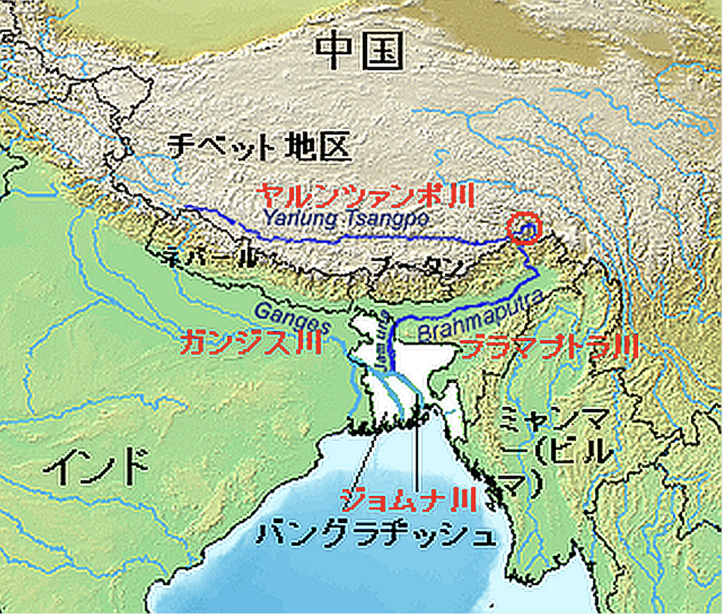 ヤルンツァンポ川の地図
